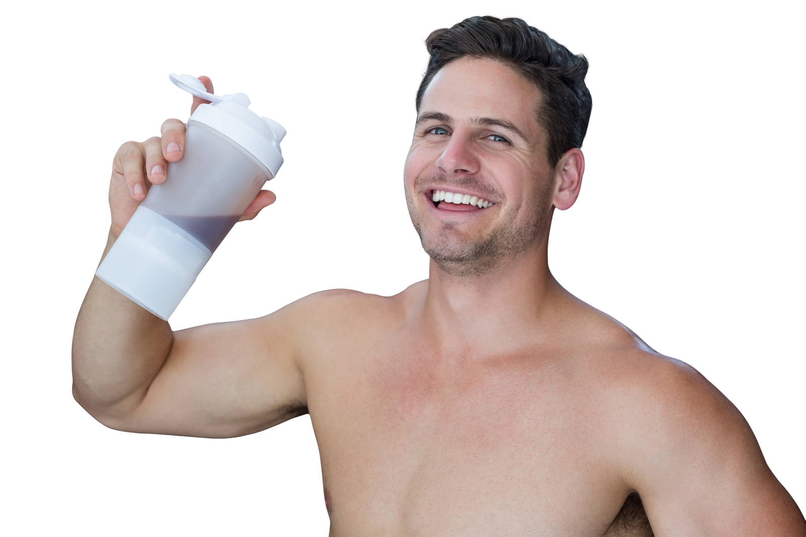 Vita Elita Complex Protein – Clean Recovery Fuel Light-skinned man smiling post-workout while drinking Vita Elita Complex Protein Shake – sugar-free and naturally formulated